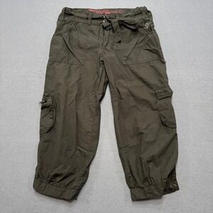 Groggy Capri Pants Women's 7 Olive Green Cargo Cropped Mid Rise Streetwear Y2K